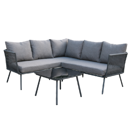 Taman luar ruangan mewah Perabotan rotan sofa rotan percakapan sudut sectional sofa dengan bantal