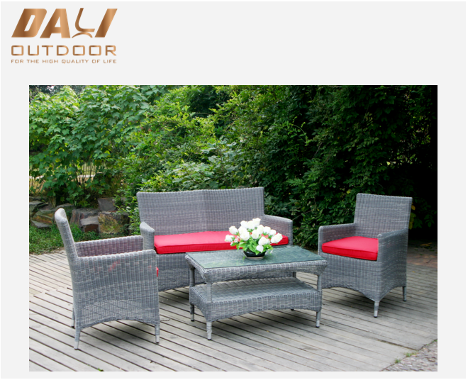 4 buah Rotan kaki tipis sofa set outdoor furniture patio set